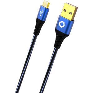 Oehlbach USB Plus Micro USB 2.0 [1x USB-A 2.0 stekker - 1x Micro-USB 2.0 B stekker] 3.00 m Blauw Vergulde steekcontacten