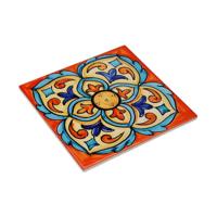 Placemat Versa Blauw Oranje Kurk Keramisch Tegel 20 X 0,6 X 20 CM