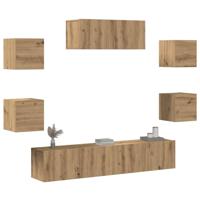 7-delig Tv-meubelset wandmontage artisanaal eiken