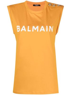 Balmain t-shirt à mancherons - Orange