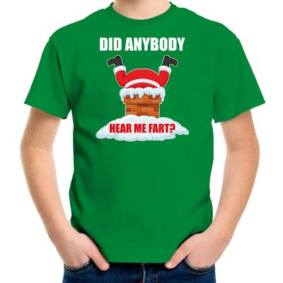 Fun Kerstshirt / outfit Did anybody hear my fart groen voor kinderen Fun Kerstshirt / outfit Did anybody hear my fart groen voor kinderen