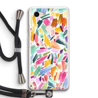 Watercolor Brushstrokes: Pixel 3 Transparant Hoesje met koord