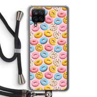 Pink donuts: Samsung Galaxy A12 Transparant Hoesje met koord