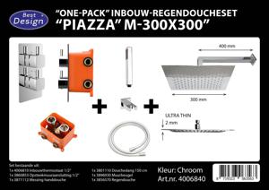 One Pack Inbouw-Regendoucheset & Inbouwbox Piazza Vierkant M-300X300