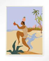 Urban Cotton Wandkleed 'Balancing Act' 80 x 110cm in Floating Frame - off white