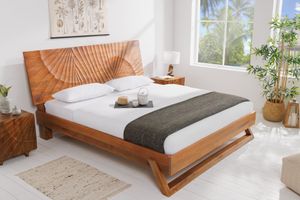 Design bed SCORPION 180x200cm bruin mangohout 3D snijwerk massief houten tweepersoonsbed - 41191