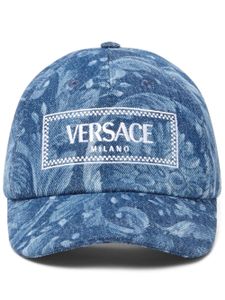 Versace casquette en coton à logo brodé - Bleu