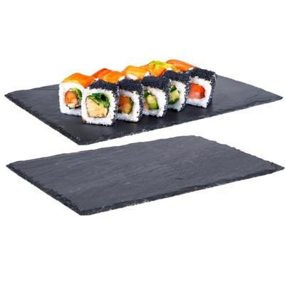 Set van 2x stuks leisteen serveerplank voor voedsel en hapjes 30 x 20 cm