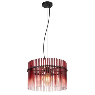 Globo Zwarte hanglampGorley met rood glas Ø 40cm - 15698HBR