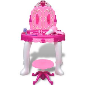 The Living Store Speelgoedkaptafel Kinderen - Roze/Blauw - 45x25x71.5 cm - Met Licht en Geluid