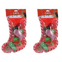 2x stuks kerstcadeau voor katten/poezen kerstsok met speeltjes