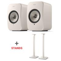 KEF Combi Deal LSX II LT+ S1 Floor Stands + C-Link interspeakerkabel 8 M - Wit
