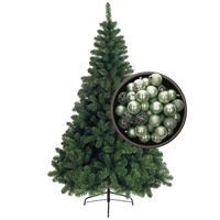 Bellatio Decorations kunst kerstboom 180 cm met kerstballen mintgroen - thumbnail