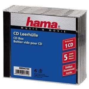 Hama 00044744 CD-hoes 1 CD/DVD/Blu-Ray Transparant, Zwart Polystereen 5 stuk(s)