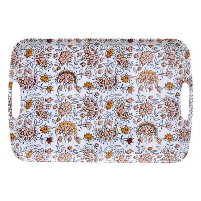 5Five Design dienblad van melamine - 39 x 26 x 2 cm - flowers print wit