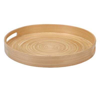 Dienblad van bamboe - Rond - D35 x H5 cm - naturel - hoge opstaande rand Dienblad van bamboe - Rond - D35 x H5 cm - naturel - hoge opstaande rand