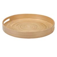 Dienblad van bamboe - Rond - D35 x H5 cm - naturel - hoge opstaande rand