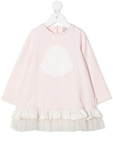 Moncler Enfant robe volantée à logo brodé - Rose