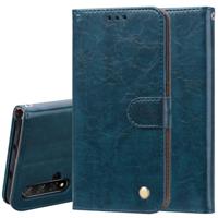 Business stijl olie Wax textuur horizontale Flip lederen case voor Huawei Honor 20 met houder & kaartsleuven & portemonnee (blauw)
