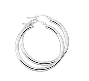 TFT Creolen Ronde Buis Zilver Gerhodineerd Glanzend 4 mm x 35 mm