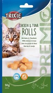 Trixie premio kip & tonijn rolletjes voor katten glutenvrij (50 GR)