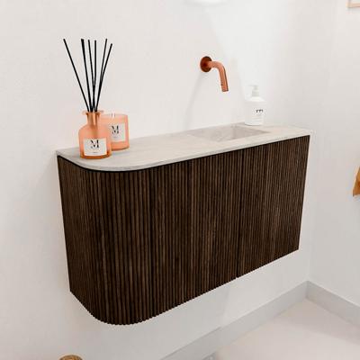 Toiletmeubel Mondiaz Joya Dlux | 71.6 cm | Meubelkleur Walnut | Faye wastafel Ostra Wasbak Rechts | Zonder kraangat(en)