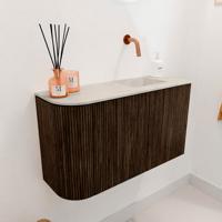 Toiletmeubel Mondiaz Joya Dlux | 71.6 cm | Meubelkleur Walnut | Faye wastafel Ostra Wasbak Rechts | Zonder kraangat(en)