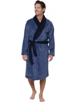 Pastunette heren fleece badjas - Donkerblauwe warme badjas mannen - 115 CM