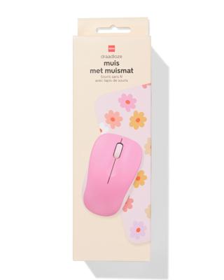 HEMA Draadloze Muis En Muismat Bloemen Roze