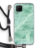 Groen marmer: Huawei P40 Lite Transparant Hoesje met koord Groen marmer: Huawei P40 Lite Transparant Hoesje met koord