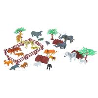 Plastic speelgoed wilde dieren - in emmer - 36-delig - met accessoires - thumbnail