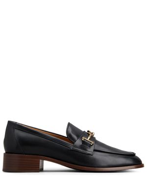 Tod's mocassins en cuir à plaque logo - Noir