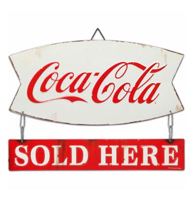 Coca-Cola Sold Here Linked Metalen Bord - 38 x 27cm