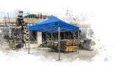 Grizzly werktent - GO-WORK 40 - 3x3 m - alum. frame smalle voet - blauw Grizzly werktent - GO-WORK 40 - 3x3 m - alum. frame smalle voet - blauw