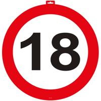 18 jaar verkeersbord - deurbord - Dia 47 cm - 18e verjaardag - feestdecoratie - feestversiering