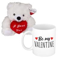Valentijnscadeau - beertje en mok - be my valentine - koffiemok - knuffelbeertje - valentijnsdag