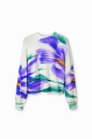 Trui met onscherpe bloemen - WHITE - XXL