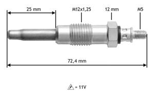 Gloeibougie VALEO, Spanning (Volt)11V, u.a. für BMW, Alfa Romeo, Mercedes-Benz, Opel, Ford, Renault, Citroën, Peugeot, Talbot, Fiat, Lancia, Seat, Rov