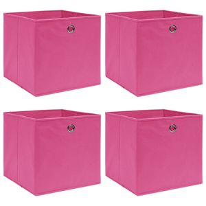 VidaXL Opbergboxen 4 st 32x32x32 cm stof roze