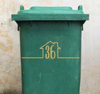 Container sticker Oranje aanpasbaar adres met huis