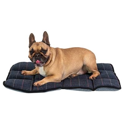 Jack and Vanilla Hondenkussen - Maat S - 40x58 cm - Pluche wol - Tartan - Blauw / grijs