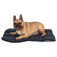Jack and Vanilla Hondenkussen - Maat S - 40x58 cm - Pluche wol - Tartan - Blauw / grijs