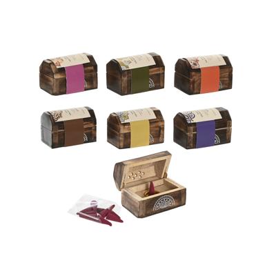 Houder Home ESPRIT Mangohout Mandala Indiaas 9,5 x 5,5 x 6 cm Wierook (6 Stuks) (10 Stuks)
