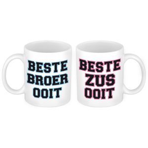 Beste zus en Beste broer ooit mok - Cadeau beker set voor Broer en Zus   -