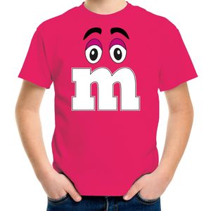 Verkleed t-shirt M voor kinderen - roze - jongen - carnaval/themafeest kostuum