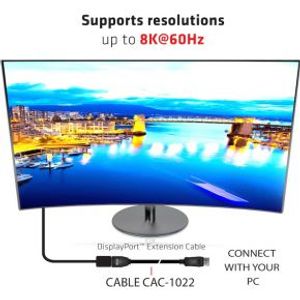 CLUB3D CAC-1022 kabeladapter/verloopstukje Displayport 1.4 Zwart