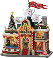 Lemax tea with mrs. claus kersthuisje Santa&apos;s Wonderland met rokende schoorsteen 2023