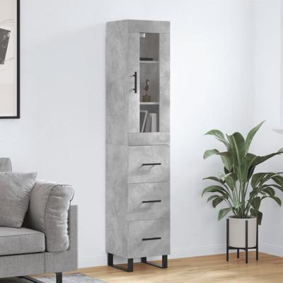 Hoge kast 34,5x34x180 cm bewerkt hout betongrijs