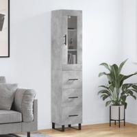 Hoge kast 34,5x34x180 cm bewerkt hout betongrijs