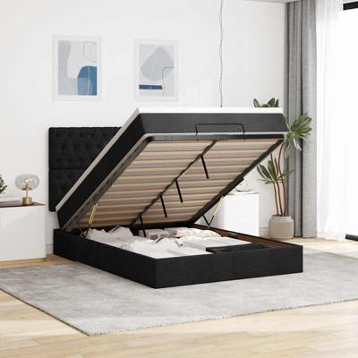 Ottoman bed met matras en LED's 140x190cm stof zwart